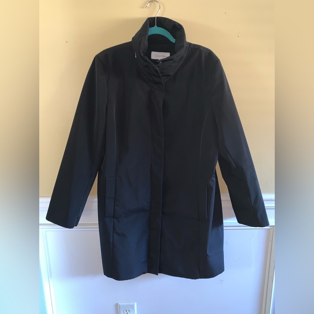 EUC! Calvin Klein Ladies Black All Weather 3/4 Coat size XL